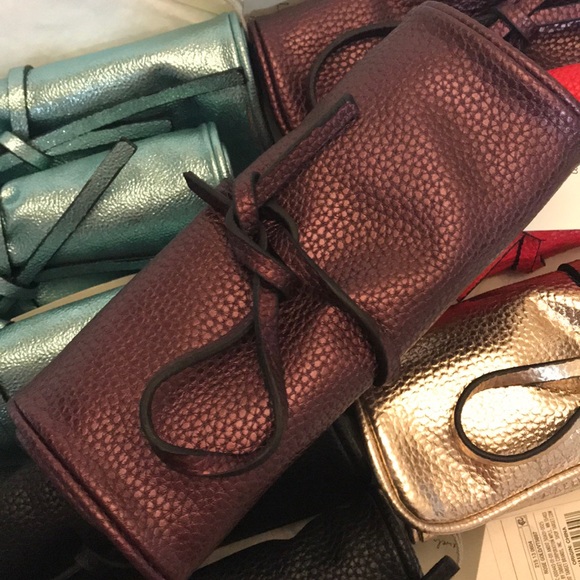Handbags - Maroon Travel Jewelry Roll-up Bag 8”x4”x2” New